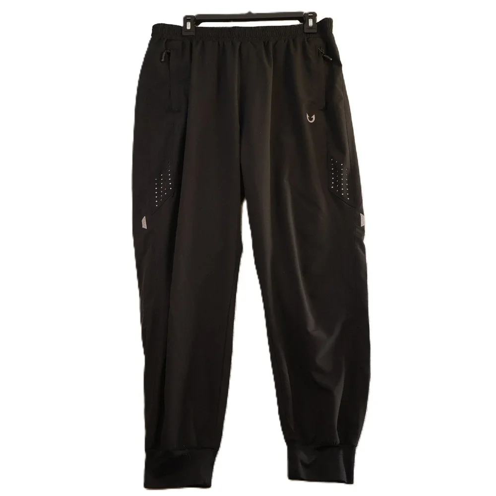 Northyard Mens L Jogger Pants Black Athletic Techwear Stretch Zipper Pockets
